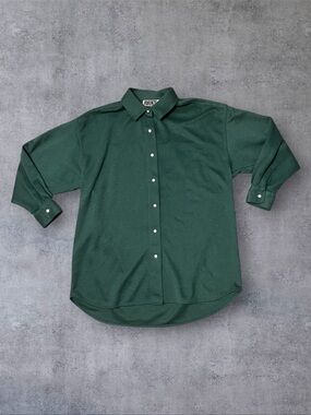 Vintage 2000s y2k Forenza Sz L Green Long Sleeve Collared Shirt